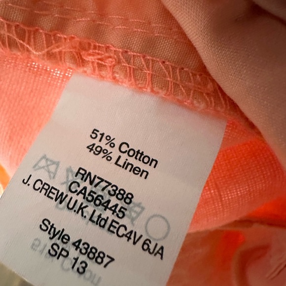 J. Crew City Fit Linen Cotton Blend Pants Womens Pants 00 neon Coral Peach - Picture 6 of 8
